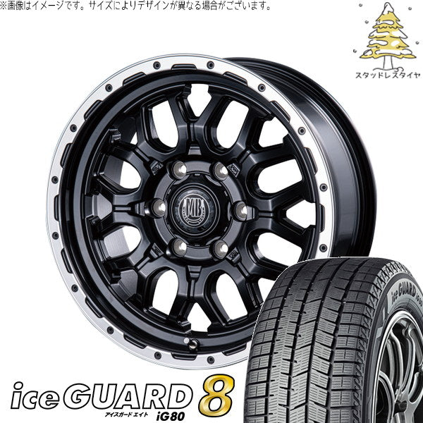ヨコハマタイヤ アイスガードエイト IG80 215/65R16 ＋ マットバーン XR-800M マットブラックリムポリッシュ(MBK/RP) 16インチ 6.5J +38 6H139.7P スタッドレス・ホイール4本セット。1枚目。