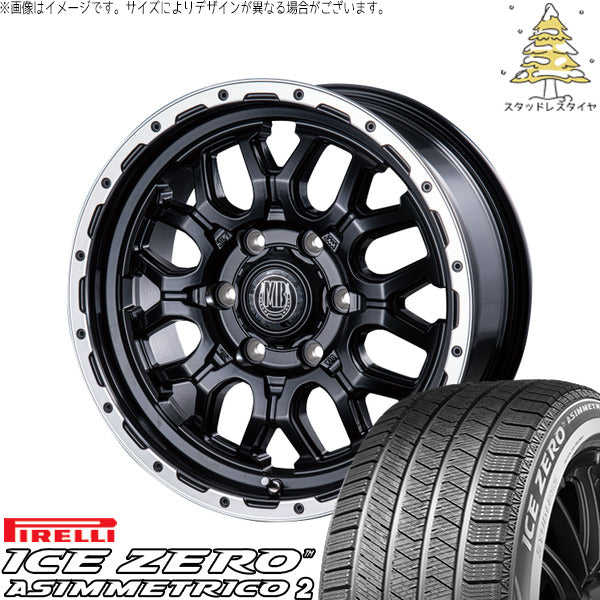 ピレリ アイスゼロアシンメトリコ2 215/65R16 ＋ マットバーン XR-800M マットブラックリムポリッシュ(MBK/RP) 16インチ 6.5J +38 6H139.7P スタッドレス・ホイール4本セット。1枚目。