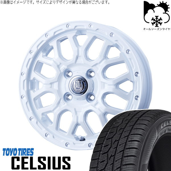 トーヨータイヤ セルシアス 165/65R15 ＋ マットバーン XR-800M ピュアホワイト/ピアスポリッシュ(PWH/PP) 15インチ 4.5J +45 4H100P オールシーズン・ホイール4本セット。1枚目。
