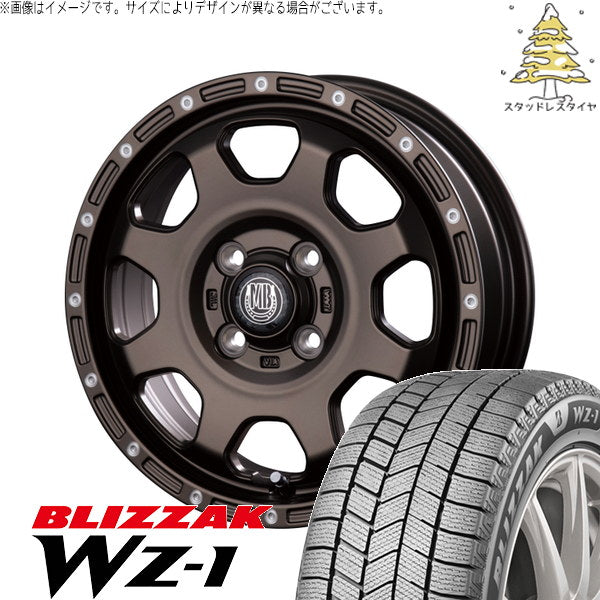 ブリヂストン ブリザック WZ-1 155/65R14 ＋ マットバーン XR-910K マットブロンズ/ピアスポリッシュ(MBR/PP) 14インチ 4.5J +45 4H100P スタッドレス・ホイール4本セット。1枚目。