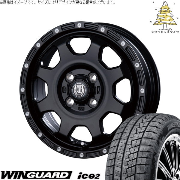 ネクセン ウィンガード アイス2 175/65R15 ＋ マットバーン XR-910K マットブラック/ピアスポリッシュ(MBK/PP) 15インチ 4.5J +45 4H100P スタッドレス・ホイール4本セット。1枚目。