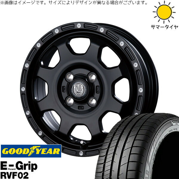 グッドイヤー エフィシェントグリップ RVF02 165/60R15 ＋ マットバーン XR-910K マットブラック/ピアスポリッシュ(MBK/PP) 15インチ 4.5J +45 4H100P サマー・ホイール4本セット。1枚目。