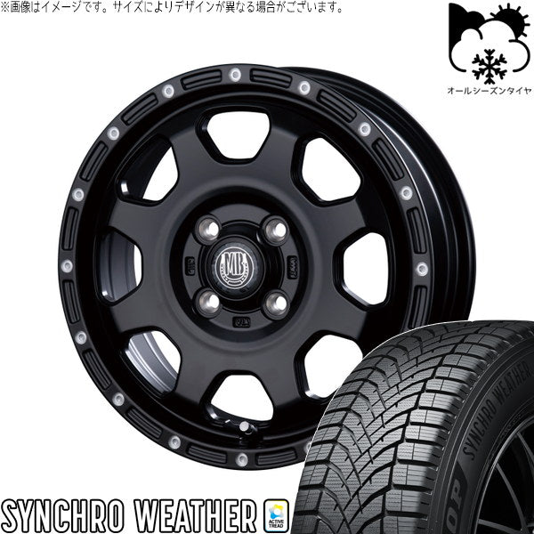 ダンロップ シンクロウェザー 165/65R14 ＋ マットバーン XR-910K マットブラック/ピアスポリッシュ(MBK/PP) 14インチ 4.5J +45 4H100P オールシーズン・ホイール4本セット。1枚目。