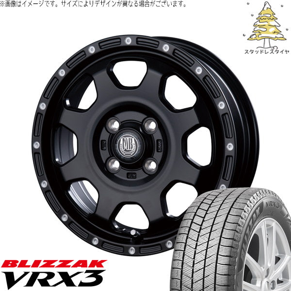 ブリヂストン ブリザック VRX3 165/55R15 ＋ マットバーン XR-910K マットブラック/ピアスポリッシュ(MBK/PP) 15インチ 4.5J +45 4H100P スタッドレス・ホイール4本セット。1枚目。