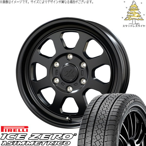 ピレリ アイスゼロアシンメトリコ 215/65R16 ＋ クロスブラッド XB02 サテンブラック 16インチ 6.5J +38 6H139.7P スタッドレス・ホイール4本セット。1枚目。