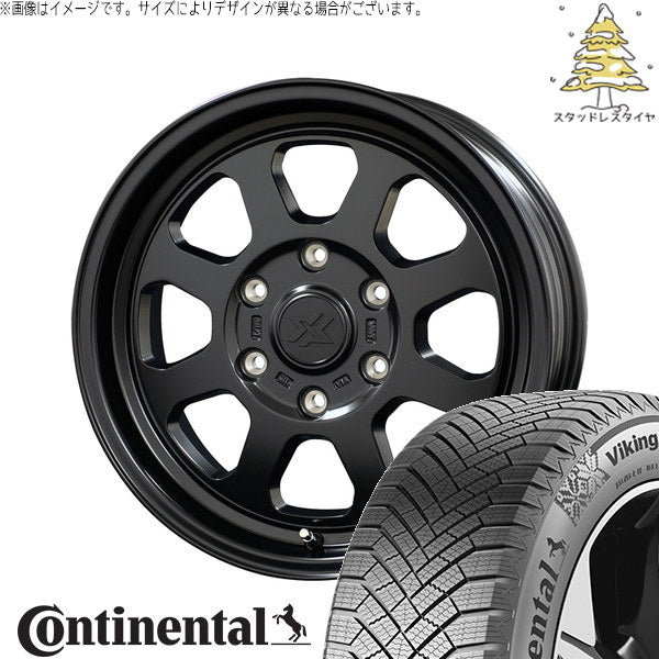 コンチネンタル バイキングコンタクト8 215/65R16 ＋ クロスブラッド XB02 サテンブラック 16インチ 6.5J +38 6H139.7P スタッドレス・ホイール4本セット。1枚目。
