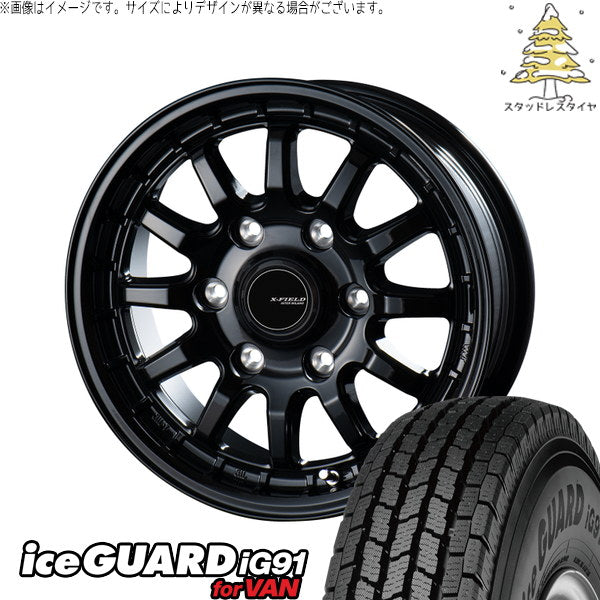 ヨコハマタイヤ アイスガード91 IG91 215/70R15 ＋ X-FIELD α ブラック 15インチ 6.0J +33 6H139.7P スタッドレス・ホイール4本セット。1枚目。