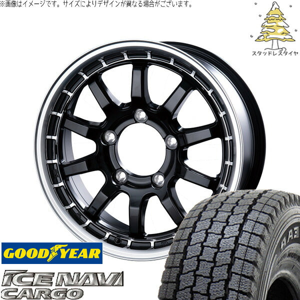 グッドイヤー アイスナビカーゴ 215/70R15 ＋ X-FIELD α ブラックリムポリッシュ 15インチ 5.5J +5 5H139.7P スタッドレス・ホイール4本セット。1枚目。