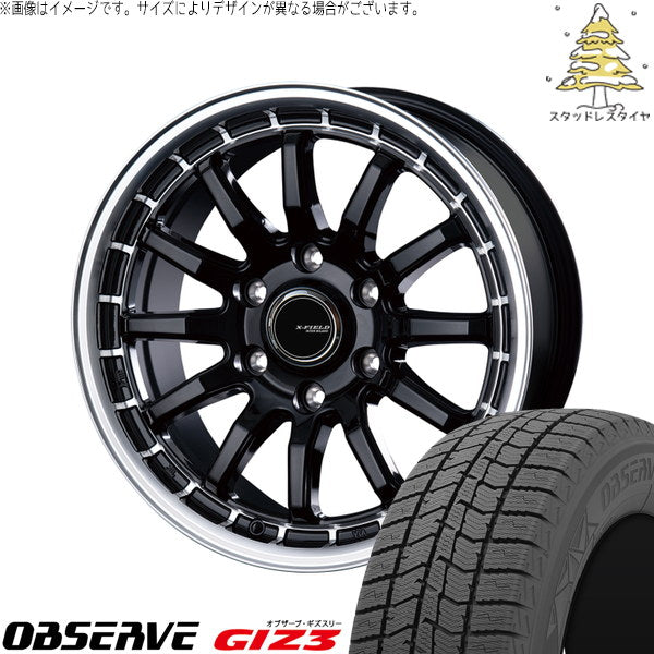 トーヨータイヤ オブザーブ GIZ3 215/70R15 ＋ X-FIELD α ブラックリムポリッシュ 15インチ 6.0J +43 6H139.7P スタッドレス・ホイール4本セット。1枚目。