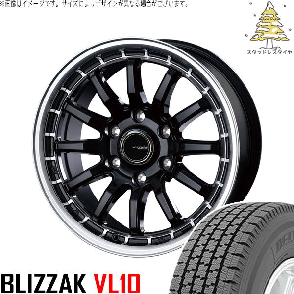 ブリヂストン ブリザック VL10 195/80R15 ＋ X-FIELD α ブラックリムポリッシュ 15インチ 6.0J +43 6H139.7P スタッドレス・ホイール4本セット。1枚目。