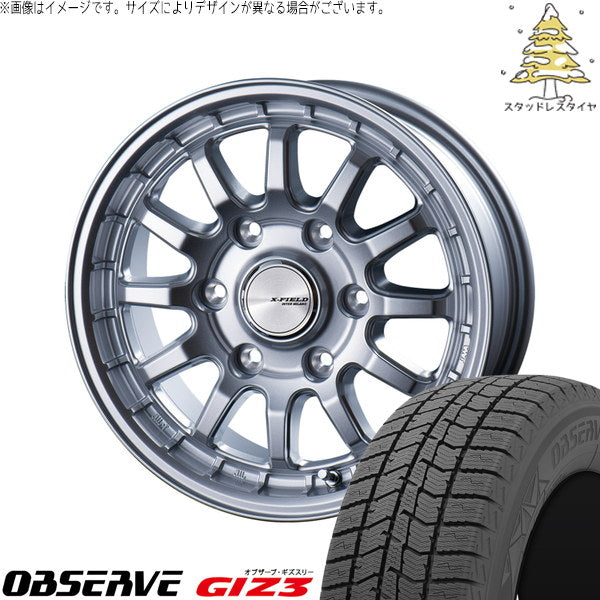 トーヨータイヤ オブザーブ GIZ3 215/70R15 ＋ X-FIELD α シルバー 15インチ 6.0J +43 6H139.7P スタッドレス・ホイール4本セット。1枚目。