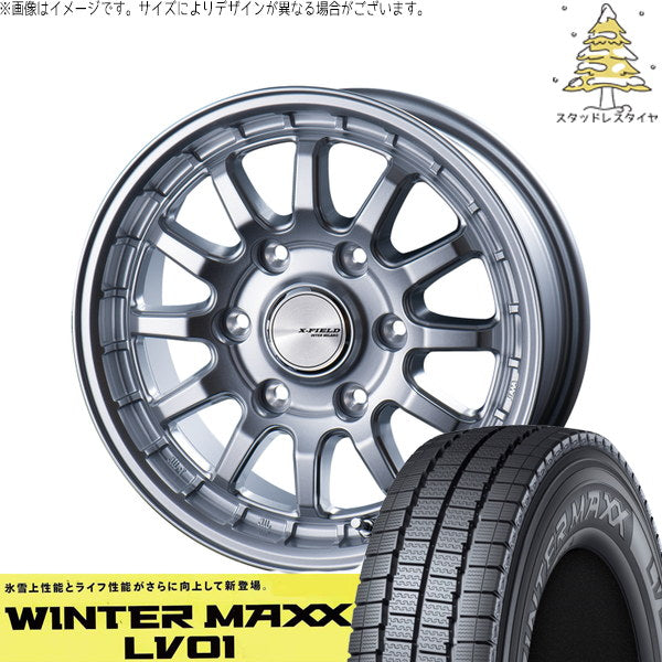 ダンロップ ウィンターマックス LV01 215/70R15 ＋ X-FIELD α シルバー 15インチ 6.0J +43 6H139.7P スタッドレス・ホイール4本セット。1枚目。