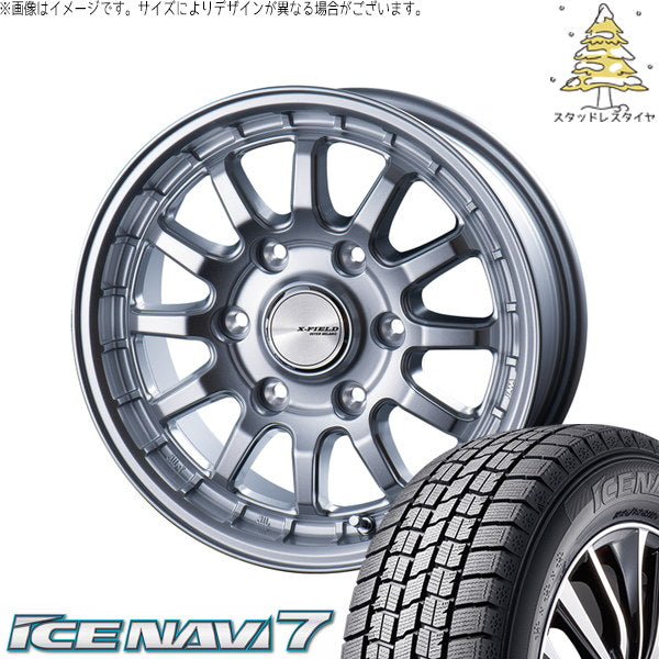 グッドイヤー アイスナビ7 215/70R15 ＋ X-FIELD α シルバー 15インチ 6.0J +43 6H139.7P スタッドレス・ホイール4本セット。1枚目。