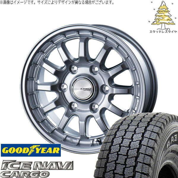 グッドイヤー アイスナビカーゴ 195/80R15 ＋ X-FIELD α シルバー 15インチ 6.0J +33 6H139.7P スタッドレス・ホイール4本セット。1枚目。
