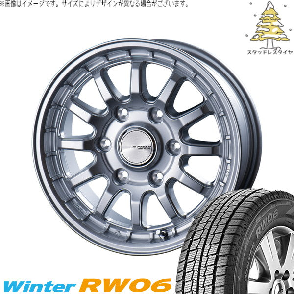 ハンコック ウィンター RW06 195/80R15 ＋ X-FIELD α シルバー 15インチ 6.0J +43 6H139.7P スタッドレス・ホイール4本セット。1枚目。