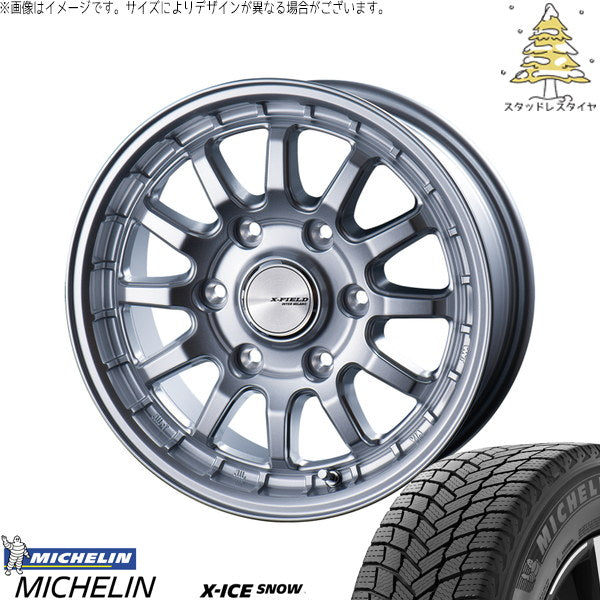 ミシュラン エックスアイス スノー 265/70R17 ＋ X-FIELD α シルバー 17インチ 7.5J +25 6H139.7P スタッドレス・ホイール4本セット。1枚目。