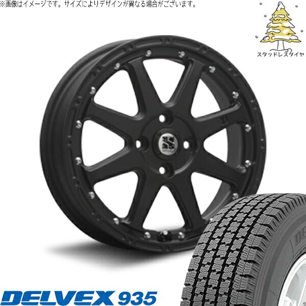 トーヨータイヤ デルベックス 935 145/80R12 ＋ エクストリームJ フラットブラック 12インチ 4.00B +42 4H100P スタッドレス・ホイール4本セット。1枚目。