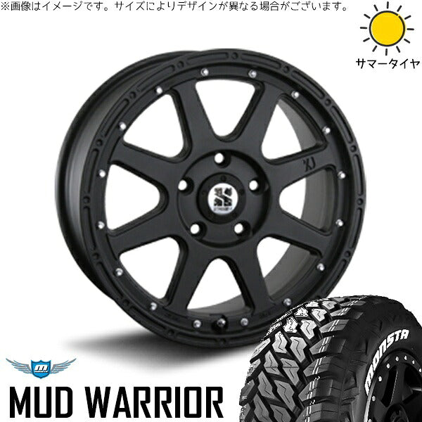 モンスタタイヤ マッドウォーリアー (MUD WARRIOR) 235/70R16 ＋ エクストリームJ フラットブラック 16インチ 7J +35 5H114.3P サマー・ホイール4本セット。1枚目。
