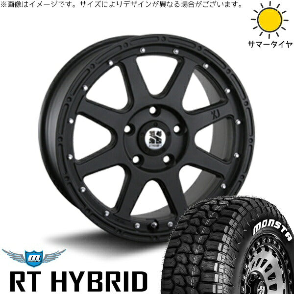 モンスタタイヤ RT ハイブリッド 185/85R16 ＋ エクストリームJ フラットブラック 16インチ 7J +35 5H114.3P サマー・ホイール4本セット。1枚目。