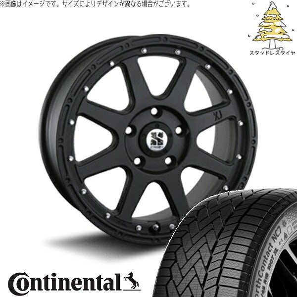 コンチネンタル ノースコンタクト セブン (NorthContact7) 215/60R16 ＋ エクストリームJ フラットブラック 16インチ 7.0J +35 5H114.3P スタッドレス・ホイール4本セット。1枚目。