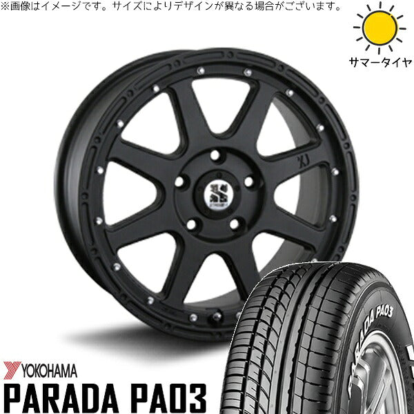 ヨコハマタイヤ パラダ PA03 225/50R18 ＋ エクストリームJ フラットブラック 18インチ 8J +40 5H114.3P サマー・ホイール4本セット。1枚目。