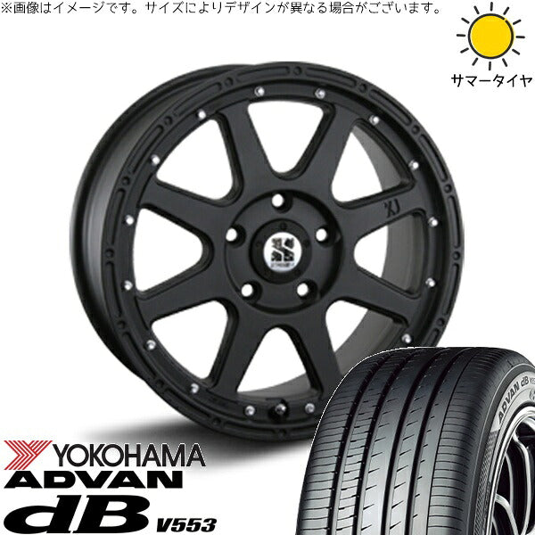 ヨコハマタイヤ アドバン デシベル V553 225/60R17 ＋ エクストリームJ フラットブラック 17インチ 7.5J +38 5H114.3P サマー・ホイール4本セット。1枚目。