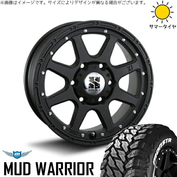 モンスタタイヤ マッドウォーリアー (MUD WARRIOR) 265/60R18 ＋ エクストリームJ フラットブラック 18インチ 8J +25 6H139.7P サマー・ホイール4本セット。1枚目。