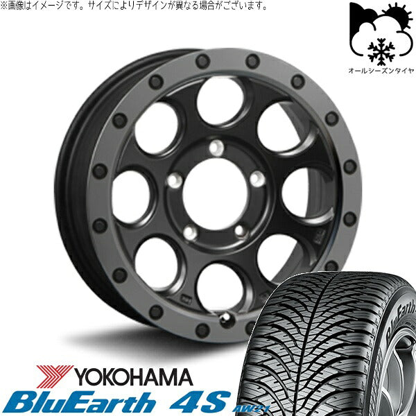 ヨコハマタイヤ ブルーアース4S AW21 215/70R16 ＋ エクストリームJ XJ03 フラットブラックスモーク 16インチ 5.5J +20 5H139.7P オールシーズン・ホイール4本セット。1枚目。