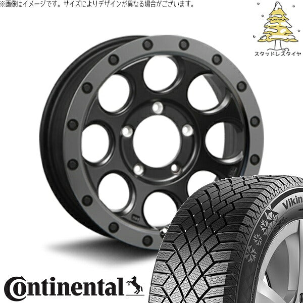 コンチネンタル バイキングコンタクト7 215/70R16 ＋ エクストリームJ XJ03 フラットブラックスモーク 16インチ 6J -5 5H139.7P スタッドレス・ホイール4本セット。1枚目。