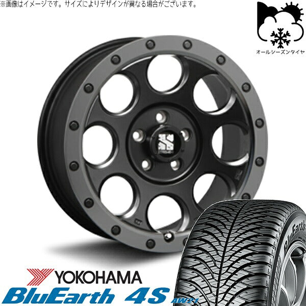 ヨコハマタイヤ ブルーアース4S AW21 215/65R16 ＋ エクストリームJ XJ03 フラットブラックスモーク 16インチ 7J +35 5H114.3P オールシーズン・ホイール4本セット。1枚目。