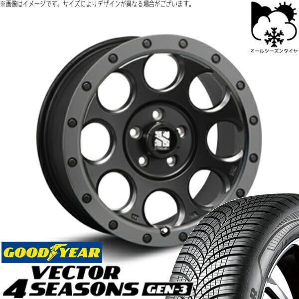 グッドイヤー ベクター4シーズンズ GEN-3 215/65R16 ＋ エクストリームJ XJ03 フラットブラックスモーク 16インチ 7J +35 5H114.3P オールシーズン・ホイール4本セット。1枚目。