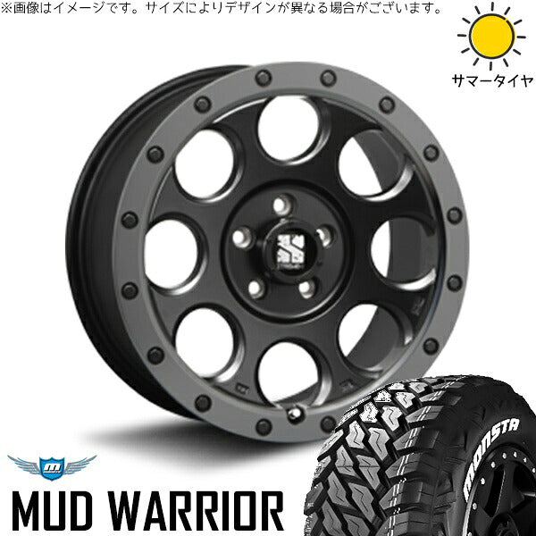 モンスタタイヤ マッドウォーリアー (MUD WARRIOR) 215/70R16 ＋ エクストリームJ XJ03 フラットブラックスモーク 16インチ 7J +35 5H114.3P サマー・ホイール4本セット。1枚目。