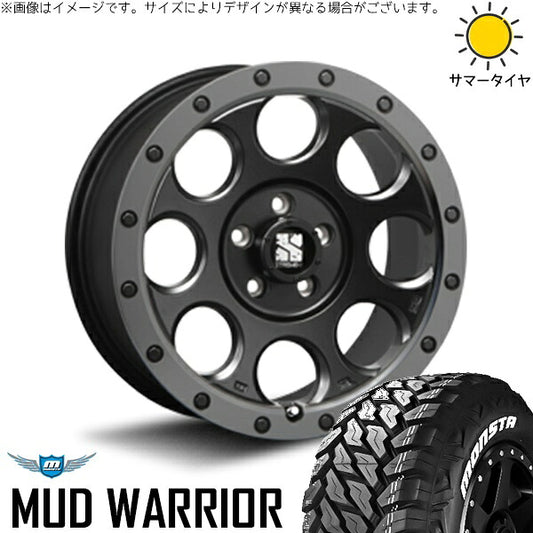 モンスタタイヤ マッドウォーリアー (MUD WARRIOR) 215/70R16 ＋ エクストリームJ XJ03 フラットブラックスモーク 16インチ 7J +35 5H114.3P サマー・ホイール4本セット。1枚目。