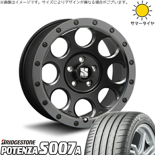 ブリヂストン ポテンザ S007A 225/45R17 ＋ エクストリームJ XJ03 フラットブラックスモーク 17インチ 7.5J +42 5H114.3P サマー・ホイール4本セット。1枚目。