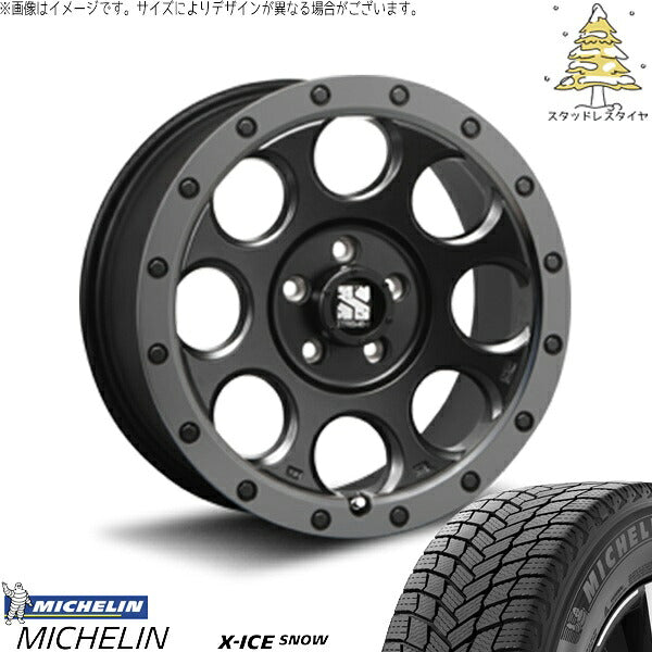 ミシュラン エックスアイス スノー 215/65R16 ＋ エクストリームJ XJ03 フラットブラックスモーク 16インチ 7J +35 5H114.3P スタッドレス・ホイール4本セット。1枚目。