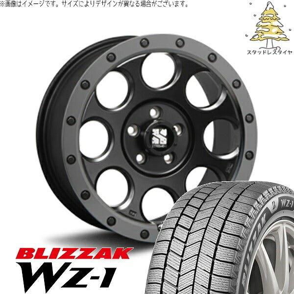 ブリヂストン ブリザック WZ-1 (BLIZZAK WZ-1) 205/60R16 ＋ エクストリームJ XJ03 フラットブラックスモーク 16インチ 7.0J +35 5H114.3P スタッドレス・ホイール4本セット。1枚目。