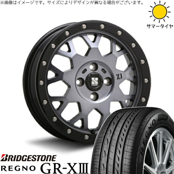 ブリヂストン レグノ GR-X3 RV 215/65R16 ＋ エクストリームJ XJ04 グロスブラックミルド/スモーク 16インチ 6.5J +38 4H100P サマー・ホイール4本セット。1枚目。