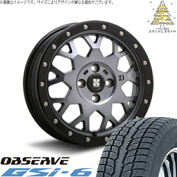 トーヨータイヤ オブザーブ Gsi-6 215/70R16 ＋ エクストリームJ XJ04 グロスブラックミルド/スモーク 16インチ 6.5J +38 4H100P スタッドレス・ホイール4本セット。1枚目。