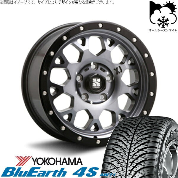 ヨコハマタイヤ ブルーアース4S AW21 215/70R16 ＋ エクストリームJ XJ04 グロスブラックミルド/スモーク 16インチ 7J +35 5H114.3P オールシーズン・ホイール4本セット。1枚目。