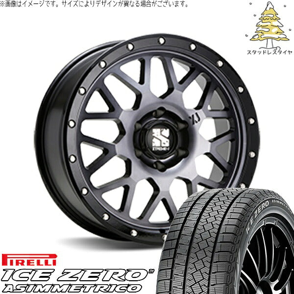 ピレリ アイスゼロアシンメトリコ 215/65R16 ＋ エクストリームJ XJ04 グロスブラックミルド/スモーク 16インチ 6.5J +38 6H139.7P スタッドレス・ホイール4本セット。1枚目。