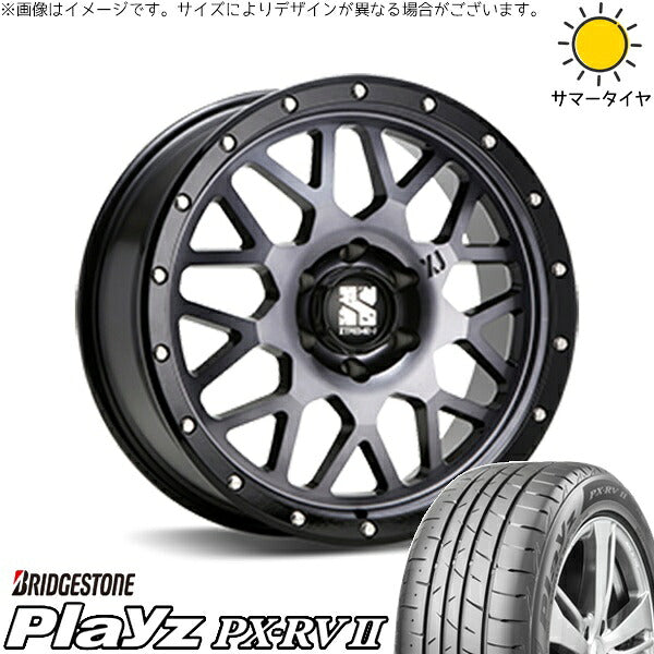 ブリヂストン プレイズ PX-RV2 215/65R16 ＋ エクストリームJ XJ04 グロスブラックミルド/スモーク 16インチ 6.5J +38 6H139.7P サマー・ホイール4本セット。1枚目。