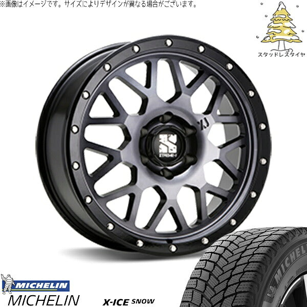 ミシュラン エックスアイス スノー 215/70R16 ＋ エクストリームJ XJ04 グロスブラックミルド/スモーク 16インチ 6.5J +38 6H139.7P スタッドレス・ホイール4本セット。1枚目。