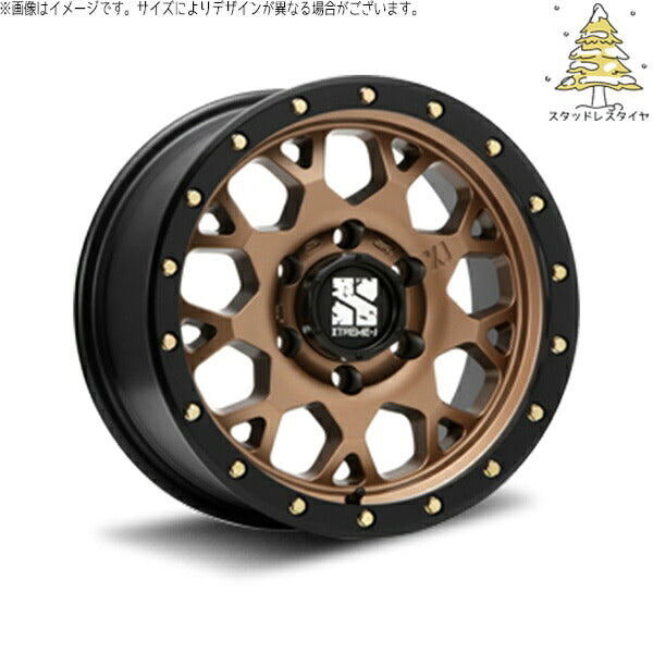 輸入スタッドレスタイヤ（銘柄指定不可） 215/70R16 ＋ エクストリームJ XJ04 マットブロンズ/ブラックリム 16インチ 6.5J +38 6H139.7P ホイール4本セット。1枚目。