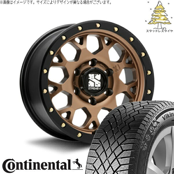 コンチネンタル バイキングコンタクト7 215/70R16 ＋ エクストリームJ XJ04 マットブロンズ/ブラックリム 16インチ 6.5J +38 6H139.7P スタッドレス・ホイール4本セット。1枚目。