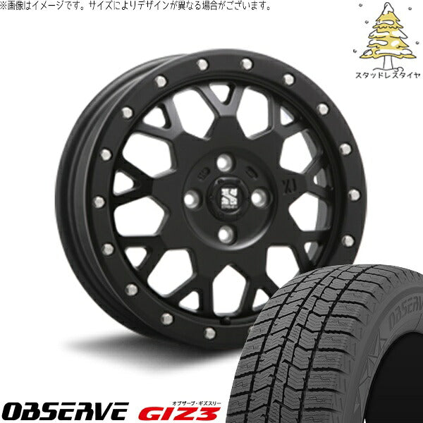 トーヨータイヤ オブザーブ ギズスリー (OBSERVE GIZ3) 165/65R15 ＋ エクストリームJ XJ04 サテンブラック 15インチ 4.5J +43 4H100P スタッドレス・ホイール4本セット。1枚目。