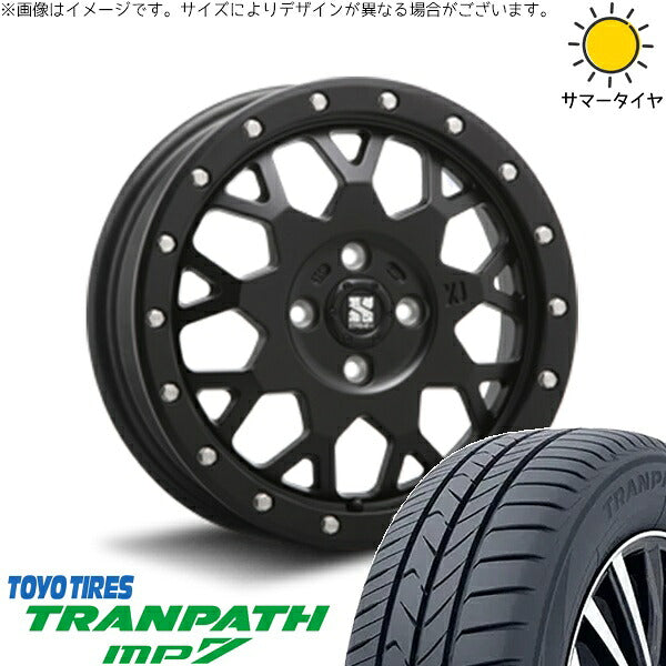 トーヨータイヤ トランパス MP7 165/65R14 ＋ エクストリームJ XJ04 サテンブラック 14インチ 4.5J +43 4H100P サマー・ホイール4本セット。1枚目。