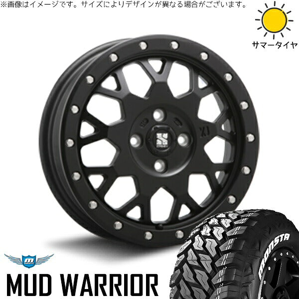 モンスタタイヤ マッドウォーリアー (MUD WARRIOR) 215/70R16 ＋ エクストリームJ XJ04 サテンブラック 16インチ 6.5J +38 4H100P サマー・ホイール4本セット。1枚目。