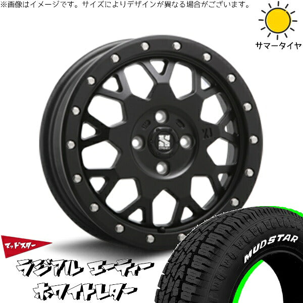 マッドスター ラジアル A/T (RADIAL A/T) 155/65R14 ＋ エクストリームJ XJ04 サテンブラック 14インチ 4.5J +43 4H100P サマー・ホイール4本セット。1枚目。