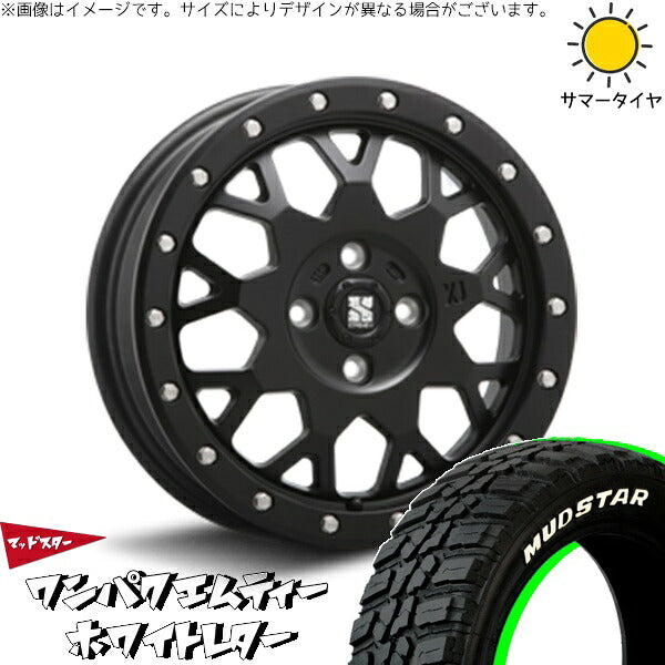 マッドスター ワンパクMT (WANPAKU M/T) 175/65R15 ＋ エクストリームJ XJ04 サテンブラック 15インチ 4.5J +43 4H100P サマー・ホイール4本セット。1枚目。