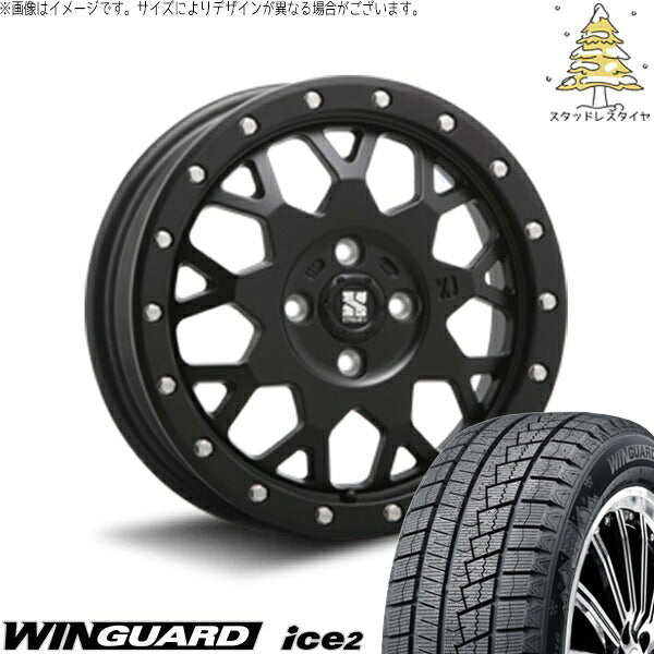 ネクセン ウィンガード アイス2 (WinGUARD ice2) 165/70R14 ＋ エクストリームJ XJ04 サテンブラック 14インチ 4.5J +43 4H100P スタッドレス・ホイール4本セット。1枚目。